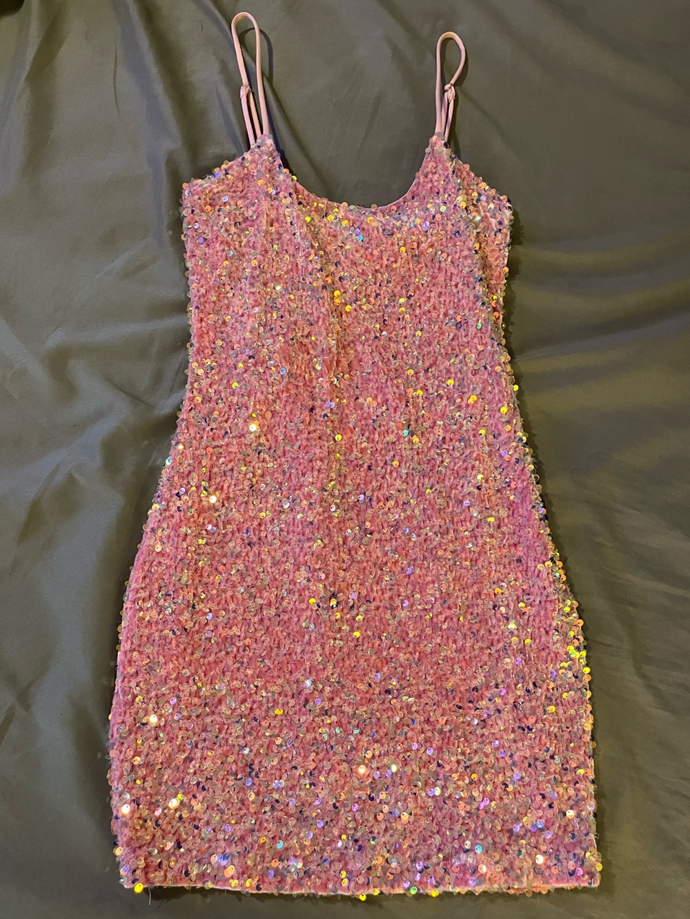 XSMALL Pink Sequin Knit Slip Dress
